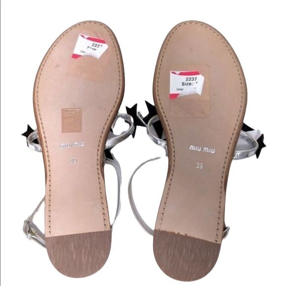 NWOB MIU MIU Stars Celestial Boho Ankle Wrap Leather Thong Sandals 39 - Picture 8 of 9
